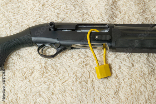 Shotgun with Chamber Lock Showing Gun Safety
