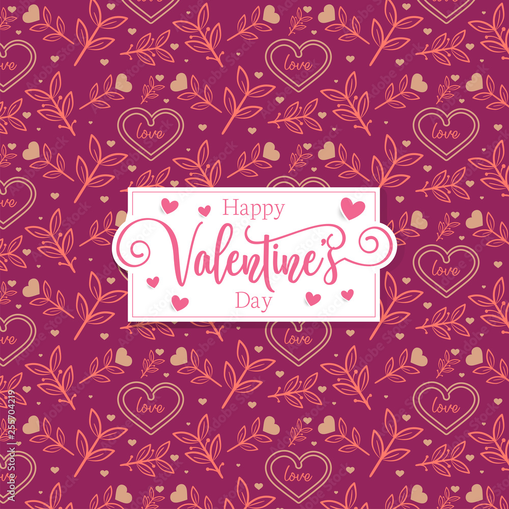 Cute romantic hearts floral valentine's day pattern background. Cute romantic hearts floral valentine's day pattern background.