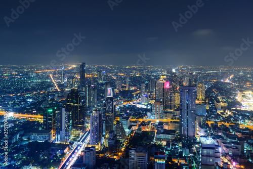 High view of city in night time