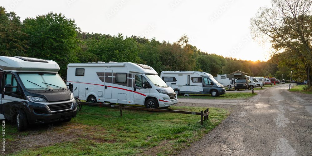 Camper vans in a camping park