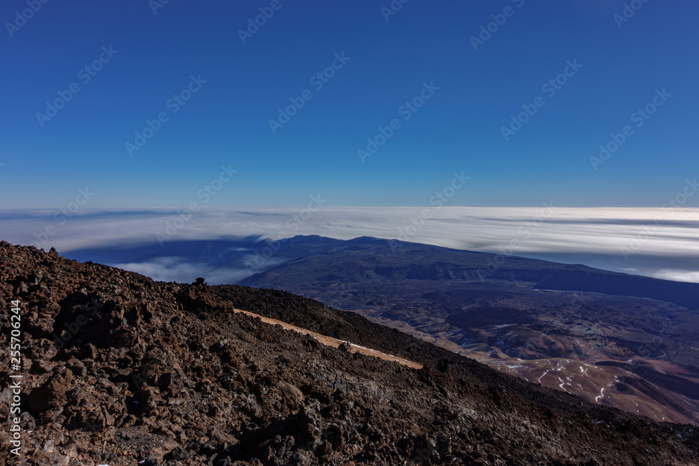 Ultra long exposure of Teide observatory with clouds