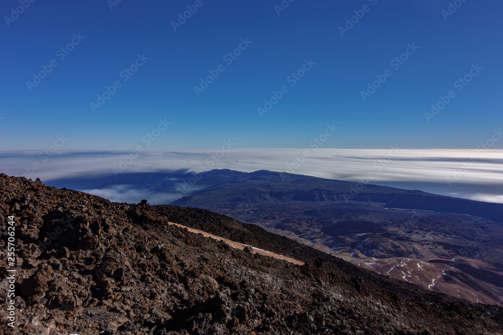 Ultra long exposure of Teide observatory with clouds Ultra long exposure of Teide observatory with clouds