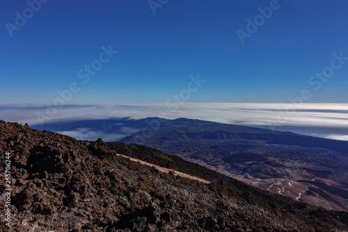 Ultra long exposure of Teide observatory with clouds