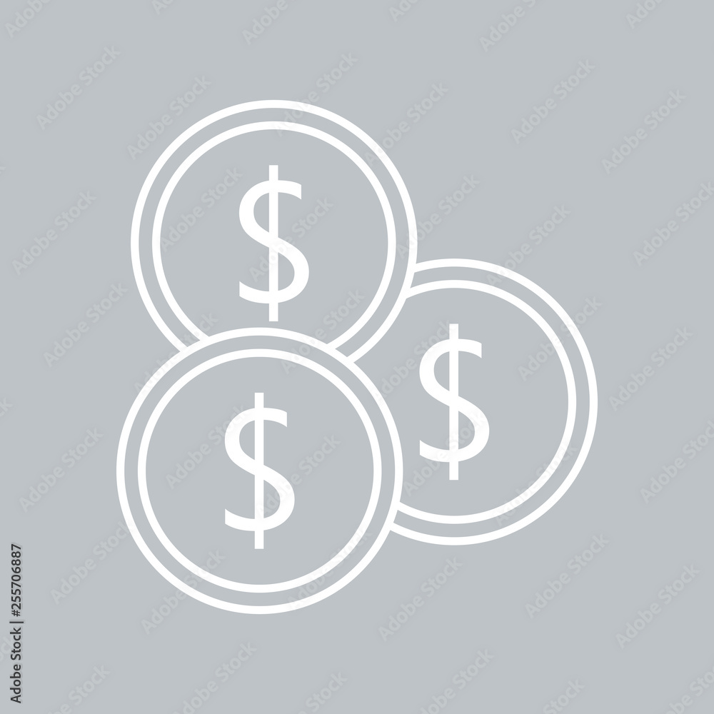Coin flat icon on gray background for any occasion Coin flat icon on gray background for any occasion