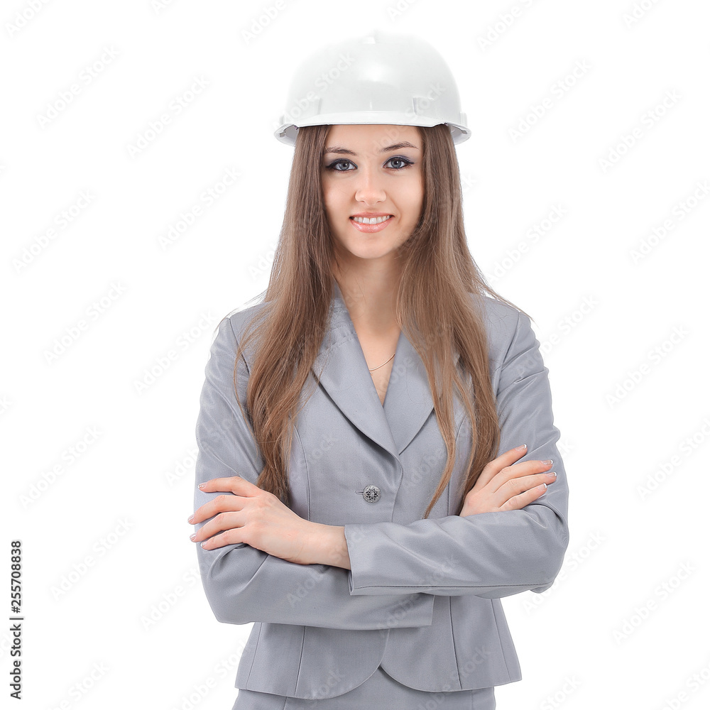 portrait of a young woman architect.isolated on white portrait of a young woman architect.isolated on white