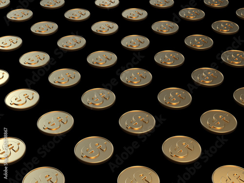 3d rendering gold coin dollar symbol business economy concept