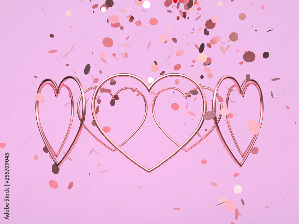3d rendering heart shape glossy pink love surprise valentine gift concept