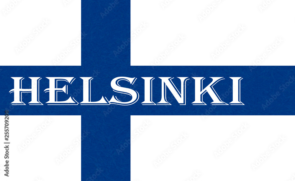 Obraz premium Flag of Finland, Helsinki. Scandinavian northern country. Isolated Finnish banner with scratched texture, grunge. Flat style, vector with noise, marble textured background. Horizontal orientation.