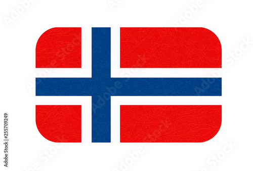 Norway flag, Scandinavian country. Isolated Norwegian banner with scratched texture, grunge. Flat style, vector with noise, marble textured background. Horizontal orientation.