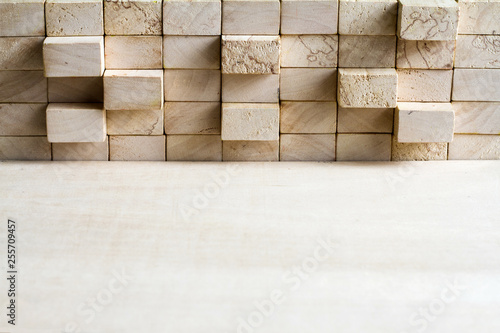 Wooden puzzle and block abstract team corporation background concept