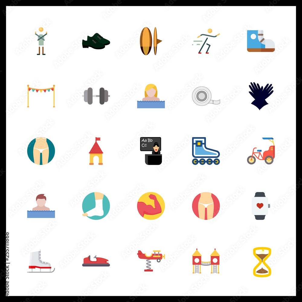 25 exercise icon. Vector illustration exercise set. surf and sprain icons for exercise works 25 exercise icon. Vector illustration exercise set. surf and sprain icons for exercise works