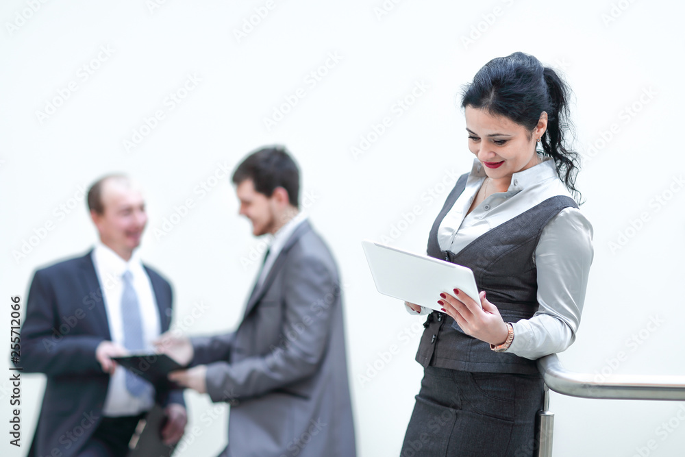 business woman with digital tablet. photo with place for text business woman with digital tablet. photo with place for text
