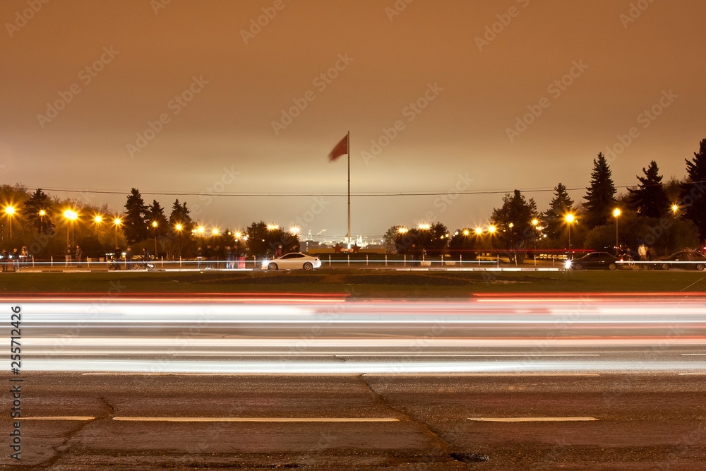 Roads at night with long exposure