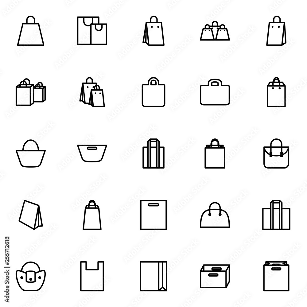 Set of shopping bag line icons on white background, for any occasion Set of shopping bag line icons on white background, for any occasion