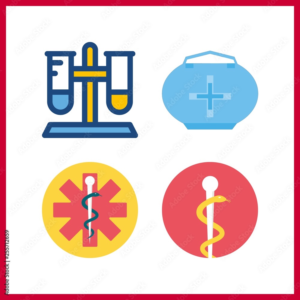 Obraz premium 4 drug icon. Vector illustration drug set. test tube and pharmacy icons for drug works
