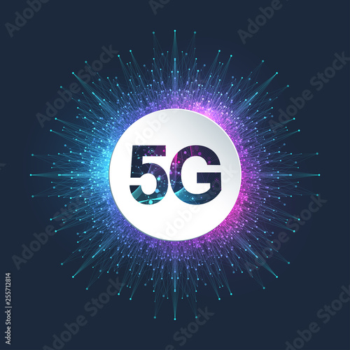 5G network wireless systems and internet vector illustration. Communication network. Business concept banner. Artificial Intelligence and Machine Learning Concept Banner