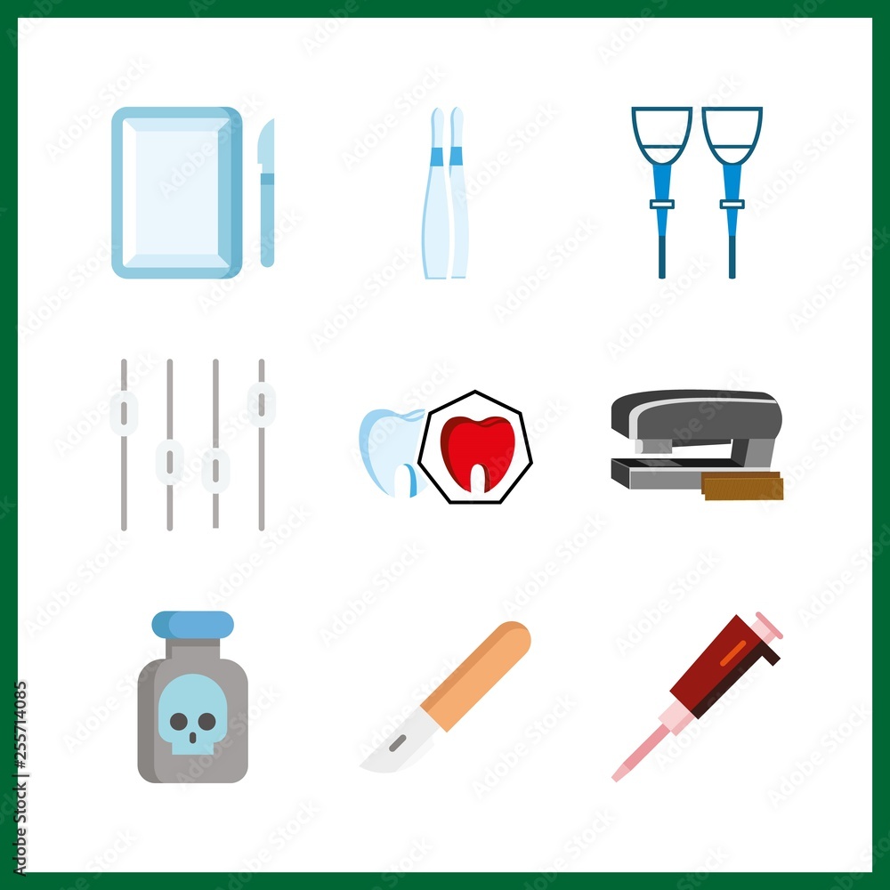 9 medicine icon. Vector illustration medicine set. poison and scalpel icons for medicine works 9 medicine icon. Vector illustration medicine set. poison and scalpel icons for medicine works