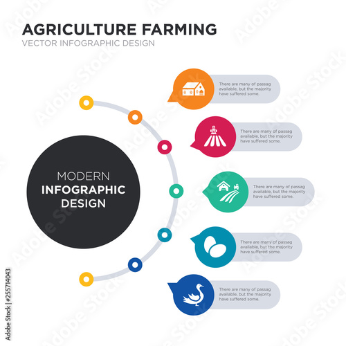 modern business infographic illustration design contains duck, egg, farm, farm field, farm house simple vector icons. set of 5 isolated filled icons. editable sign and symbols