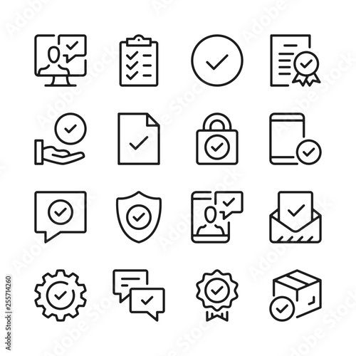 Checkmarks line icons set. Modern graphic design concepts, simple outline elements collection. Vector line icons