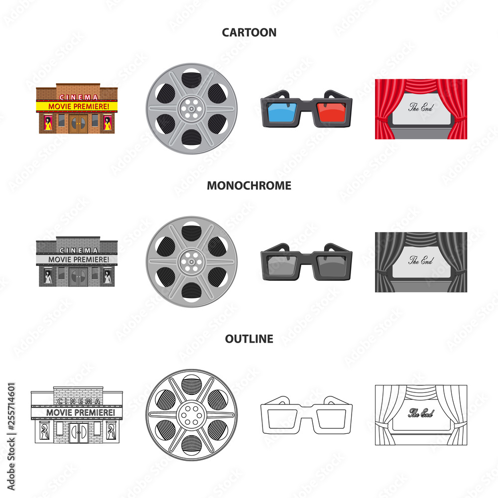 Vector design of television and filming logo. Collection of television and viewing stock vector illustration.