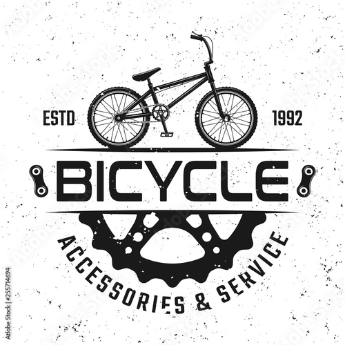 Bicycle store vector round emblem, badge or logo
