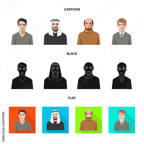 Isolated object of hairstyle and profession  symbol. Set of hairstyle and character  stock symbol for web.