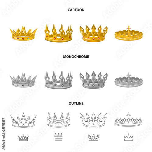 Vector illustration of medieval and nobility logo. Collection of medieval and monarchy vector icon for stock.