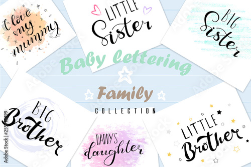 Set lettering quotes for design of babies clothes