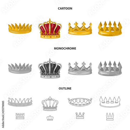 Vector illustration of medieval and nobility sign. Collection of medieval and monarchy stock symbol for web.