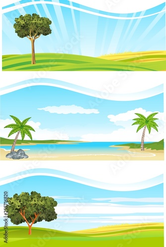 Set of differet landscapes ,vector photo