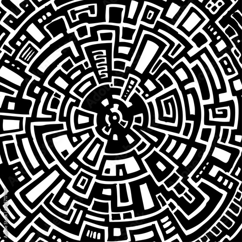 Vector illustration of an abstract circular maze