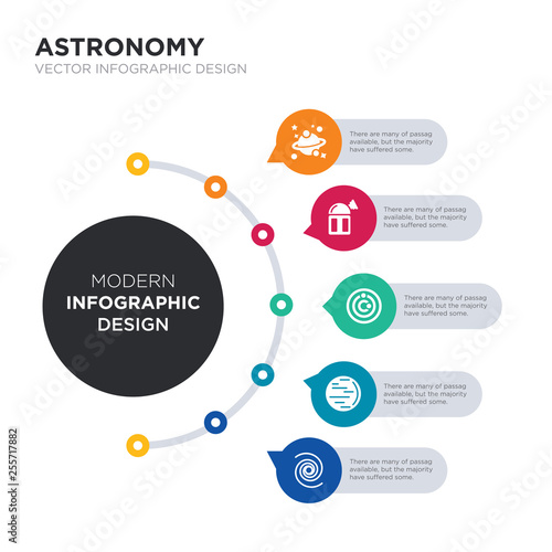 modern business infographic illustration design contains nebula, neptune, orbit, planetarium, planets simple vector icons. set of 5 isolated filled icons. editable sign and symbols