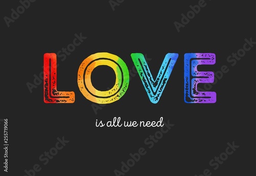 LGBT flag against homosexual discrimination. Vector hand drawn background