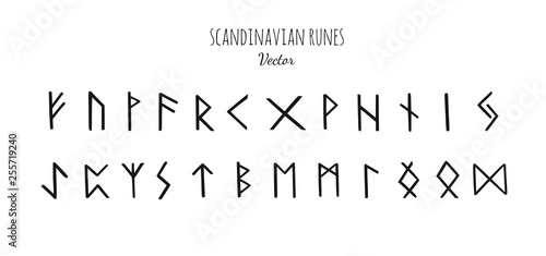 Magic Scandinavian Runes. Old Futhark. vector hand drawn calligraphy photo