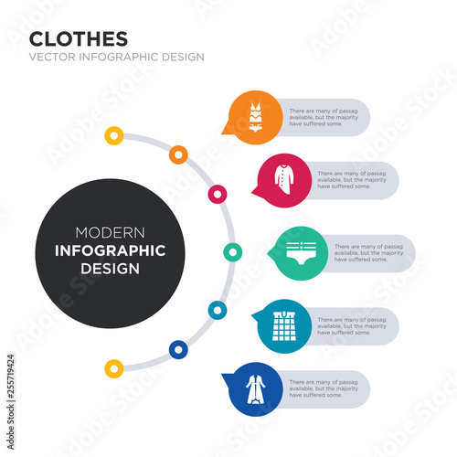 modern business infographic illustration design contains kaftan, kilt, knickers, kurta, lingerie simple vector icons. set of 5 isolated filled icons. editable sign and symbols