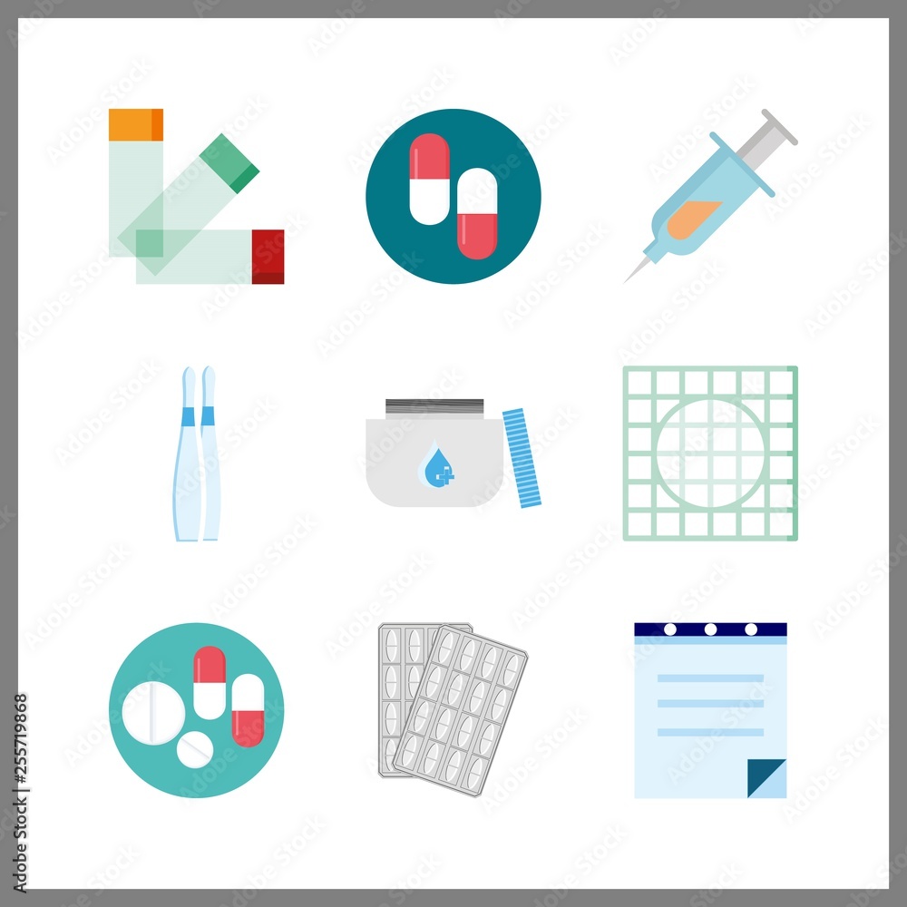9 dose icon. Vector illustration dose set. pills and prescription icons for dose works 9 dose icon. Vector illustration dose set. pills and prescription icons for dose works
