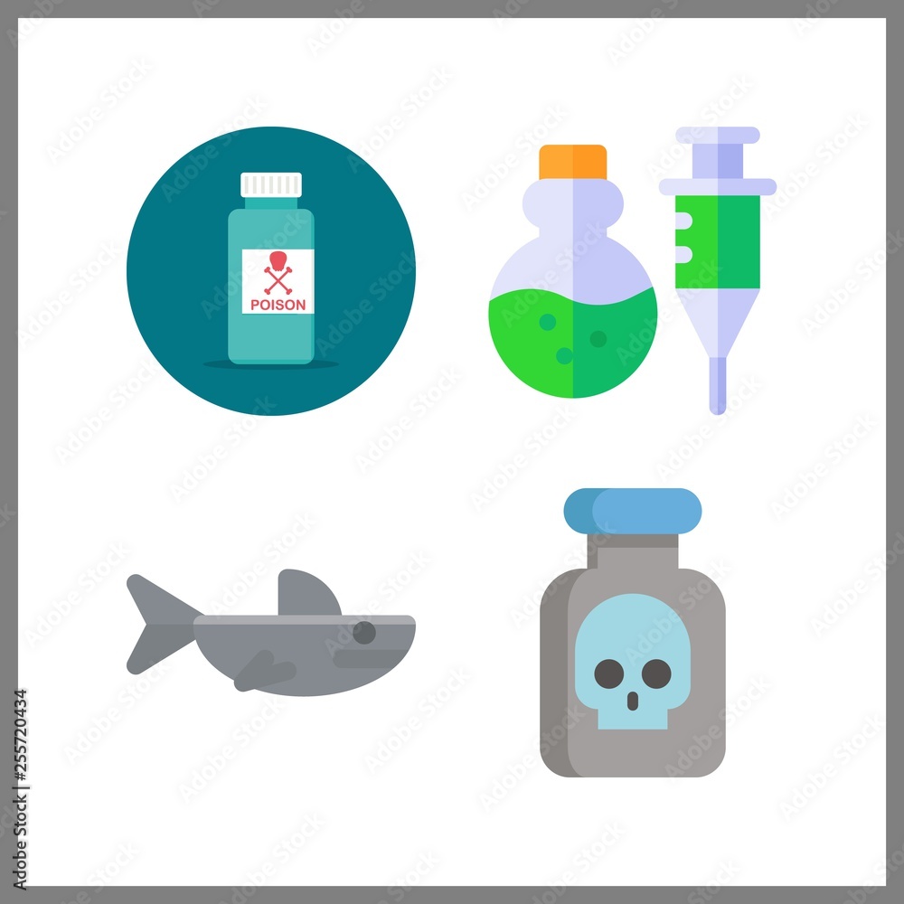 4 death icon. Vector illustration death set. poison and shark icons for death works 4 death icon. Vector illustration death set. poison and shark icons for death works