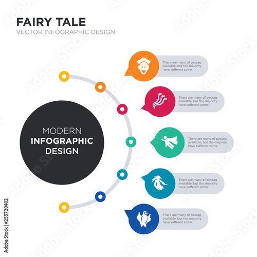 modern business infographic illustration design contains gryphon, harpy, hero, hydra, joker simple vector icons. set of 5 isolated filled icons. editable sign and symbols