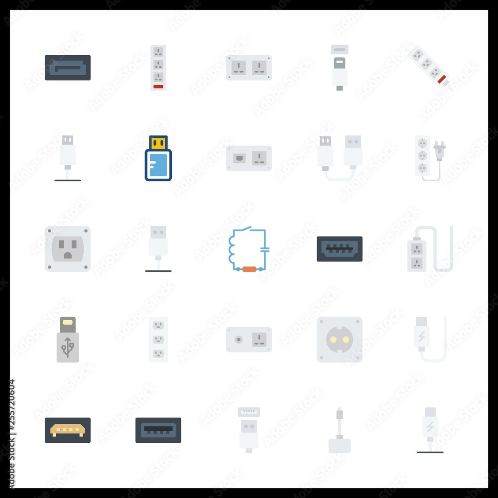 25 plug icon. Vector illustration plug set. usb and sata icons for plug works 25 plug icon. Vector illustration plug set. usb and sata icons for plug works