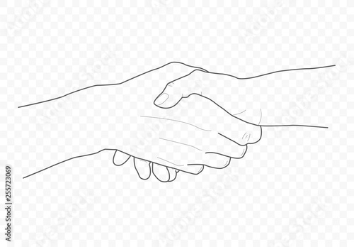 handdrown vector outline and contour illustration of hands with fingers in different gestures with open palms
