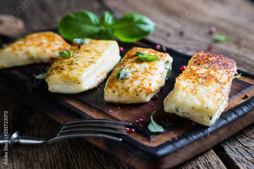 Grilled halloumi cheese Cyprus photo