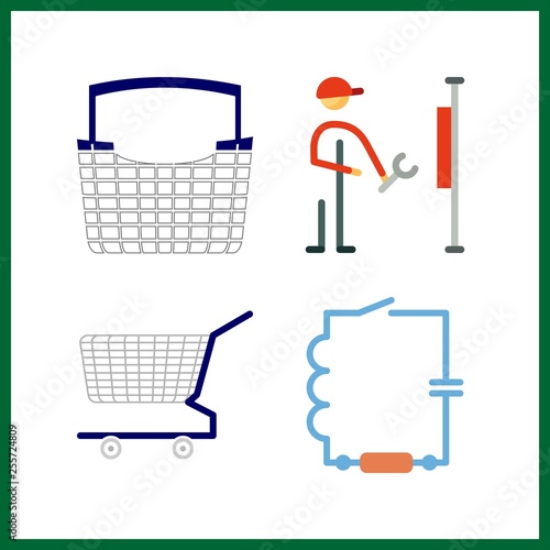 4 construction icon. Vector illustration construction set. reparation and wiring icons for construction works