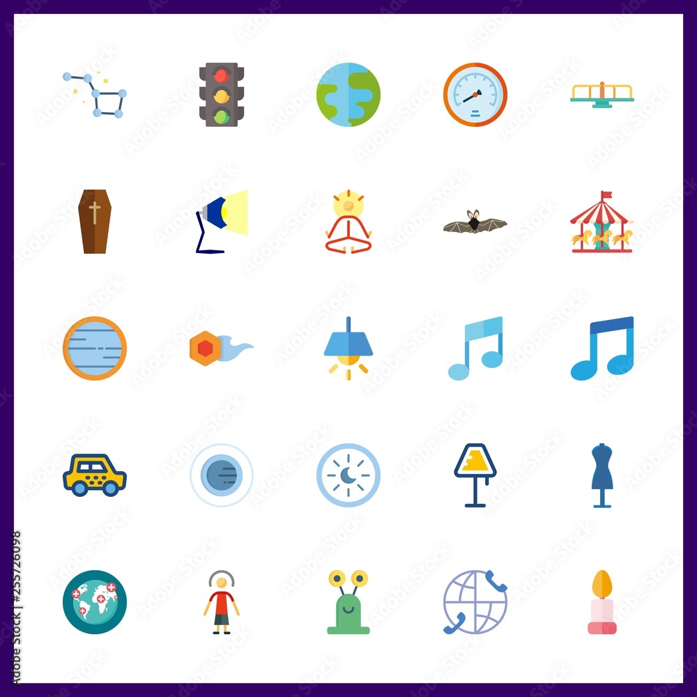 Fototapeta premium 25 night icon. Vector illustration night set. planet and lamp icons for night works