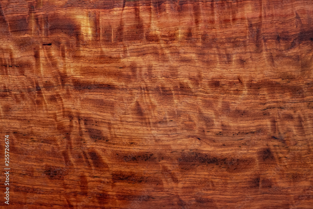 Real Wood has tiger stripe or curly stripe grain, wooden exotic beautiful pattern for crafts or abstract art Background texture
