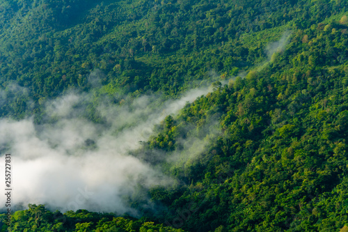 Beautiful mountain landscape in the Phu Chi fa National Park in Chiang Rai Province, Thailand.