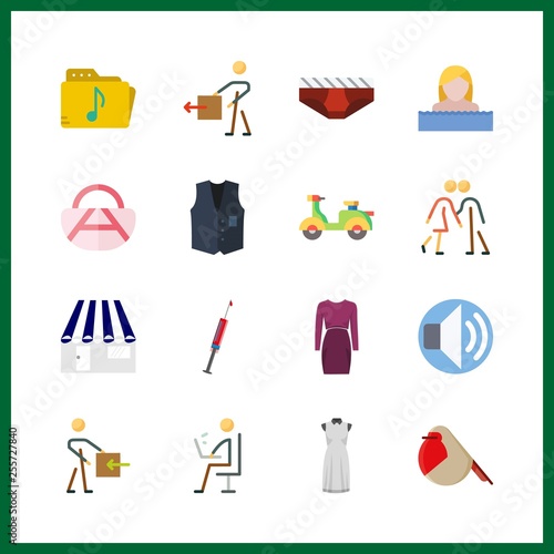 16 adult icon. Vector illustration adult set. skype and handbag icons for adult works