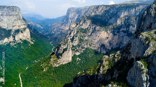 View from the Beloi viewpoint, close to the village of Tsepelovo and Monodendri, over the vikos gorge in the Zagori region, epirus, Greece.