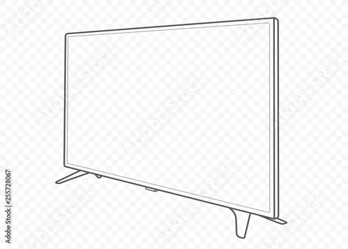 hand drawn vector isolated plasma and oled tv or television for watching films and playing games with console on transparent background