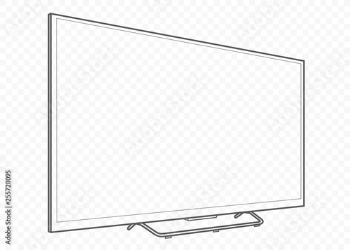 hand drawn vector isolated plasma and oled tv or television for watching films and playing games with console on transparent background