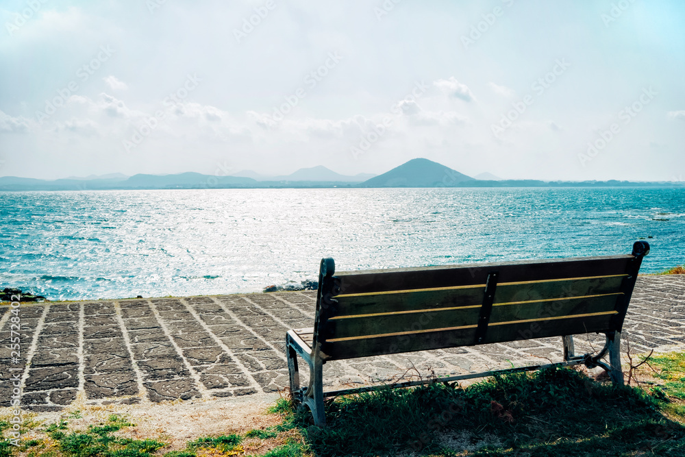 Abandoned, Back, Backgrounds, Beach, Bench, Blue, City Break, Clear Sky, Day, Empty, Footpath, Grass, Green Color, Horizon, Horizon Over Water, Horizontal, Idyllic, Landscape - Scenery, Nature, No Peo